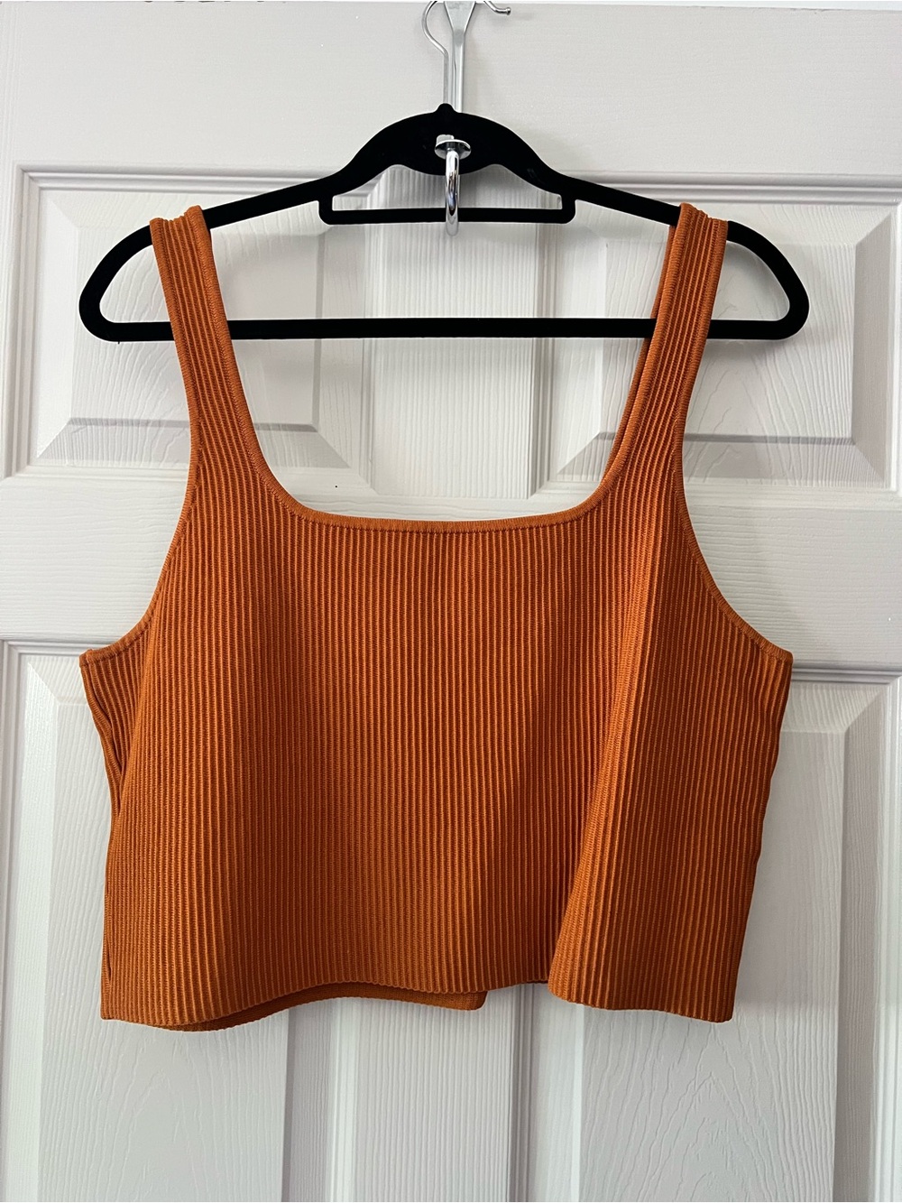 Forever 21 Ribbed Cropped Tank Top - Rust Orange